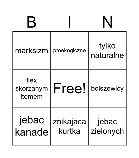 futerka vibe Bingo Card