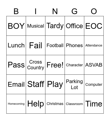 OCTOBER STAFF MEETING Bingo Card