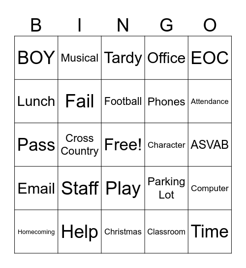 OCTOBER STAFF MEETING Bingo Card