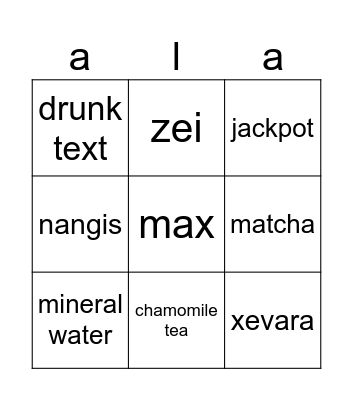 alaissa's Bingo Card