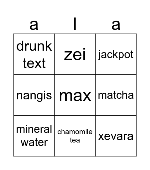 alaissa's Bingo Card