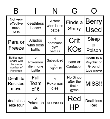 Then we fight bingo FlygonHG Poison Only Bingo Card