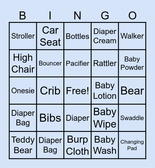 Baby Bingo Card