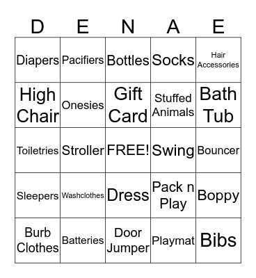 Tia & Bryan's Baby Shower - Gia Denae Bingo Card
