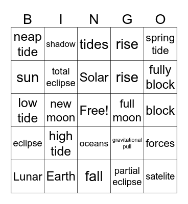 Tides & Eclipses Bingo Card