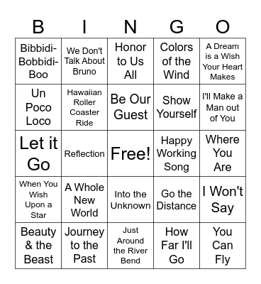 Disney Bingo Card