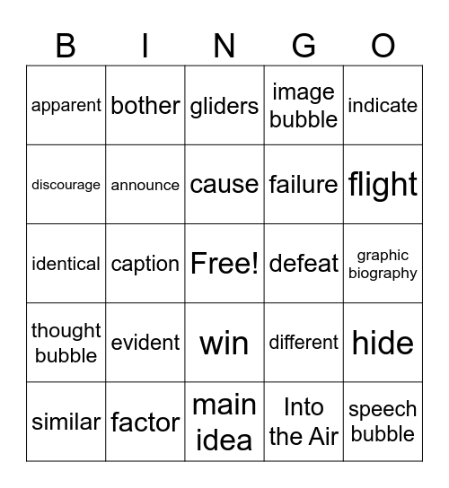 Into the Air Bingo Card