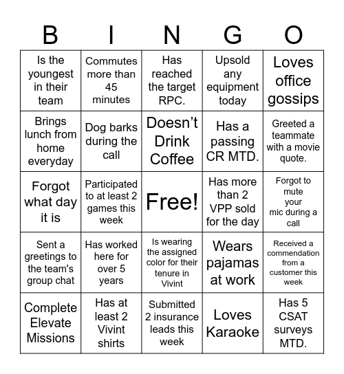 Customer Service Week 2025 Bingo Card