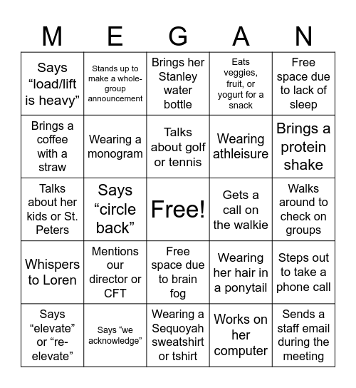 MEGAN BINGO! Bingo Card