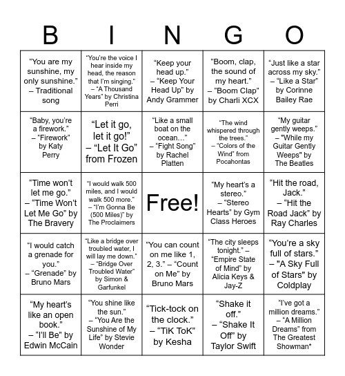 Figurative Language Bingo Card