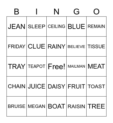 VOWEL TEAMS Bingo Card