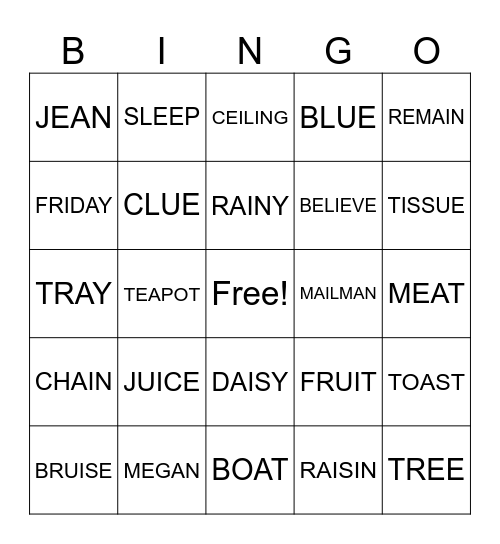 VOWEL TEAMS Bingo Card