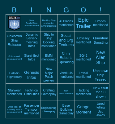 CitizenCon Direct 2955 Bingo Card