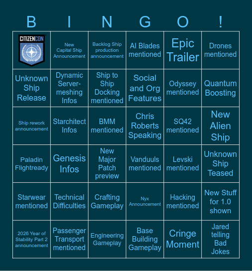 CitizenCon Direct 2955 Bingo Card