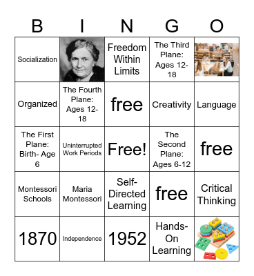Maria Montessori Bingo Card