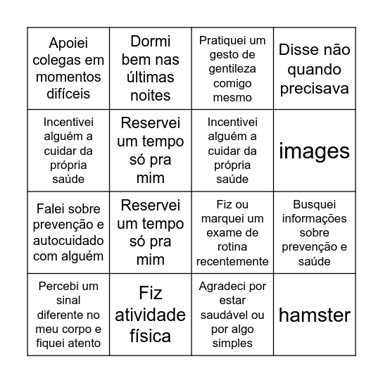 Bingo do autocuidado Bingo Card