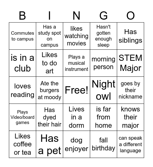 Friendship & Belonging Bingo !!! Bingo Card