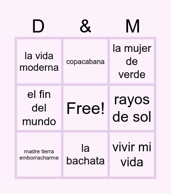BINGO -musical- Bingo Card
