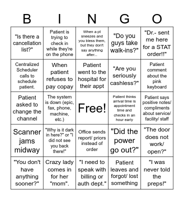 Work Bingo Card