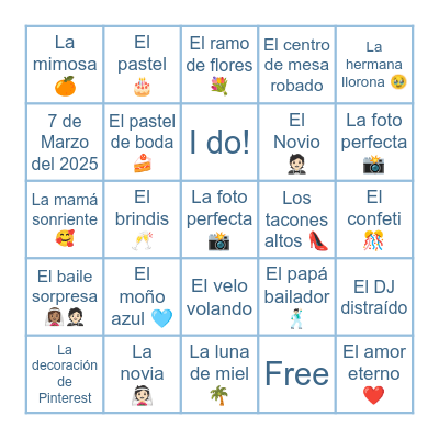 Fernanda's Bridal Brunch Bingo Card