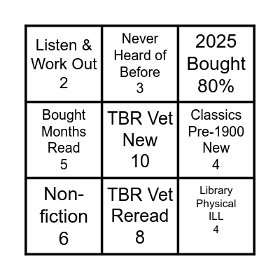 Book Quarter Bingo Card