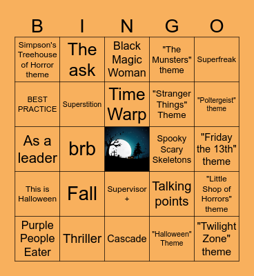 Halloween Hits Bingo Card