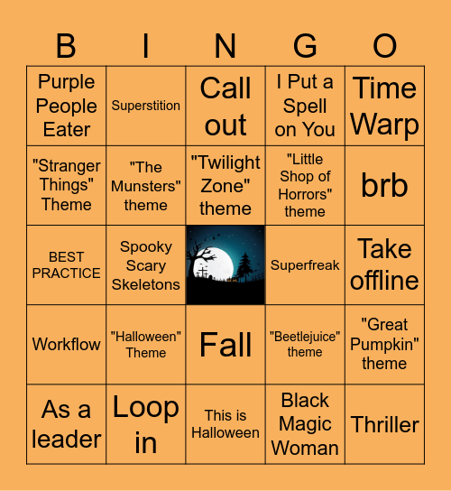 Halloween Hits Bingo Card