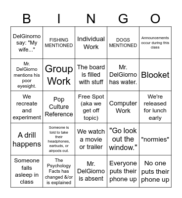 DelGiorno Bingo Card