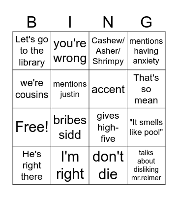 Funny Bingo Card