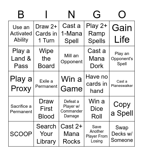 Magic B-Day Bingo Card