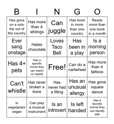 The NUT House Bingo :) Bingo Card