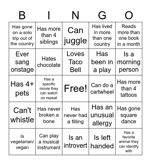 The NUT House Bingo :) Bingo Card