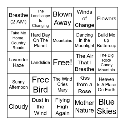 ROUND 1 - 2 "Earth & Wind" Bingo Card