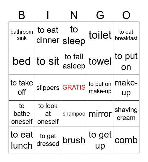 Mi rutina diaria Bingo Card