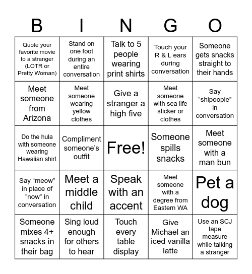 SCJ marketing Bingo Card