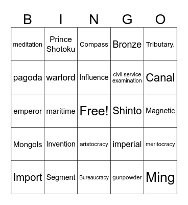 Social Studies Bingo Card