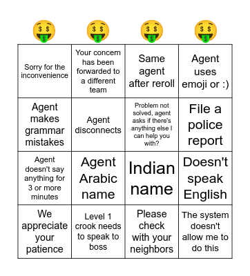 Amazon Support Bingo v2 Bingo Card