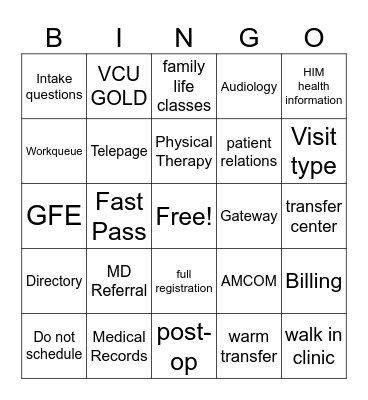 Pink Lady's Bingo Card