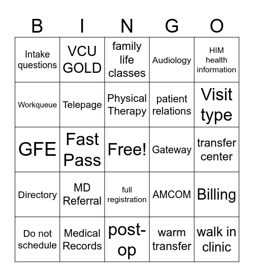 Pink Lady's Bingo Card
