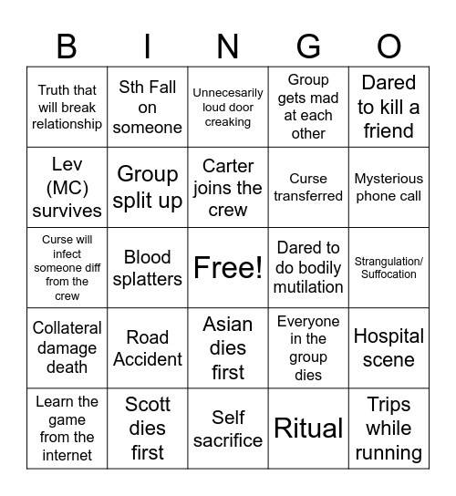 Truth or Dare Bingo Card