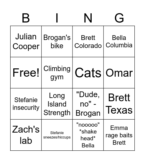 G-Block BING Bingo Card