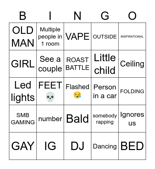 Person in a car Bingo Card