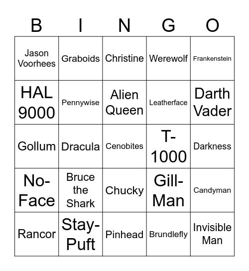 Halloween Bingo Card