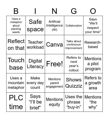 PD BINGO Card