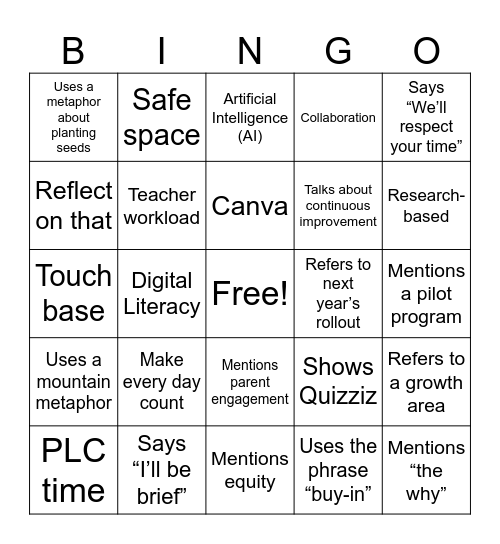 PD BINGO Card