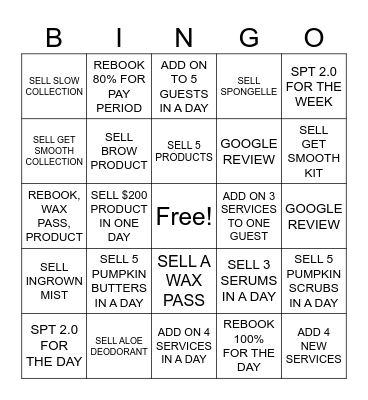 SPOOKY BINGO WAX SPECIALIST Bingo Card