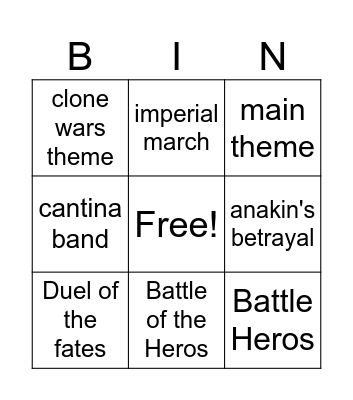 Mr krepps Star Wars Bingo Card