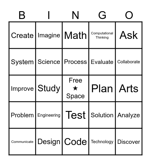 STEM Family Bingo Card