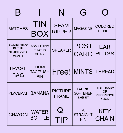 SCAVENGER HUNT BINGO #2 Bingo Card
