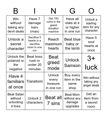 tboi bingo nazar join this now Bingo Card